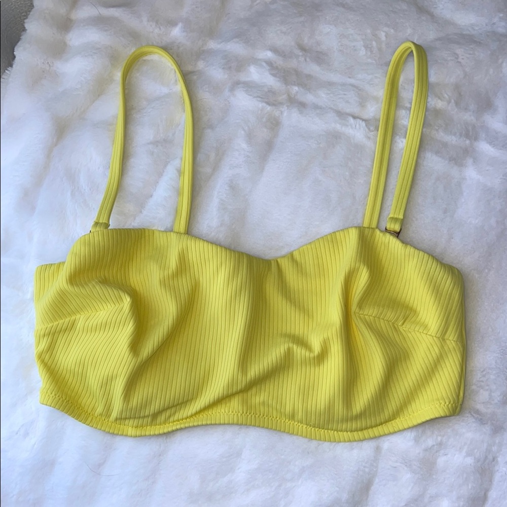 Shade & Shore Yellow Ribbed Bikini Top 34DD